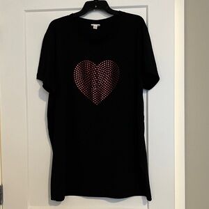 LuLaRoe Black Tee Liv with Red Heart Design